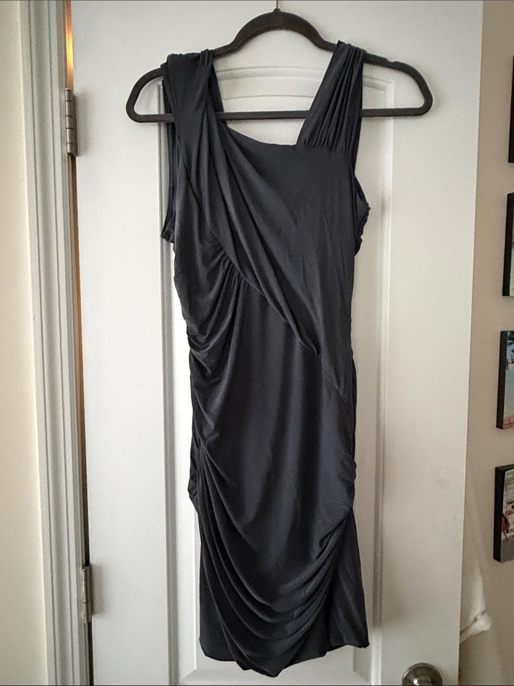 AQUA Sleeveless Ruched Black Women’s Dress